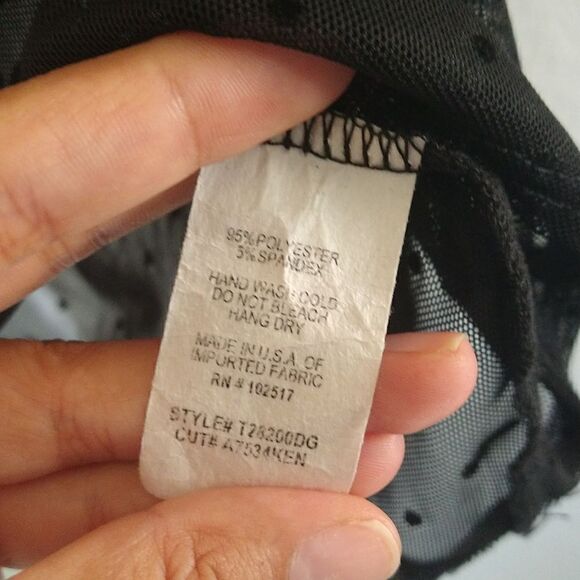 Soprano Dot Mesh Top with Bell Sleeves Black size Small - Picture 5 of 5